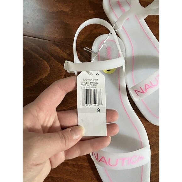 Nautica Womens White & Pink Flat Strappy Jelly Sandals Shoes NWT Open Toe 9 - Picture 5 of 7